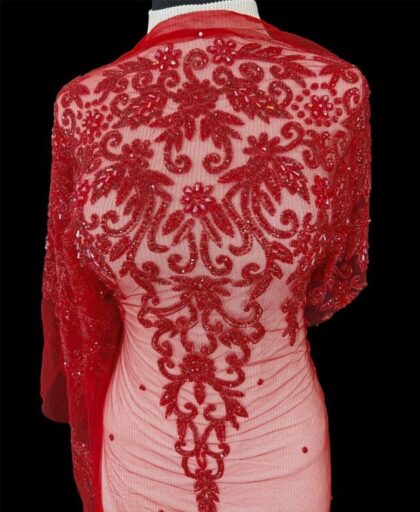 Rhinestones And Beaded Tulle-Lace Fabrics